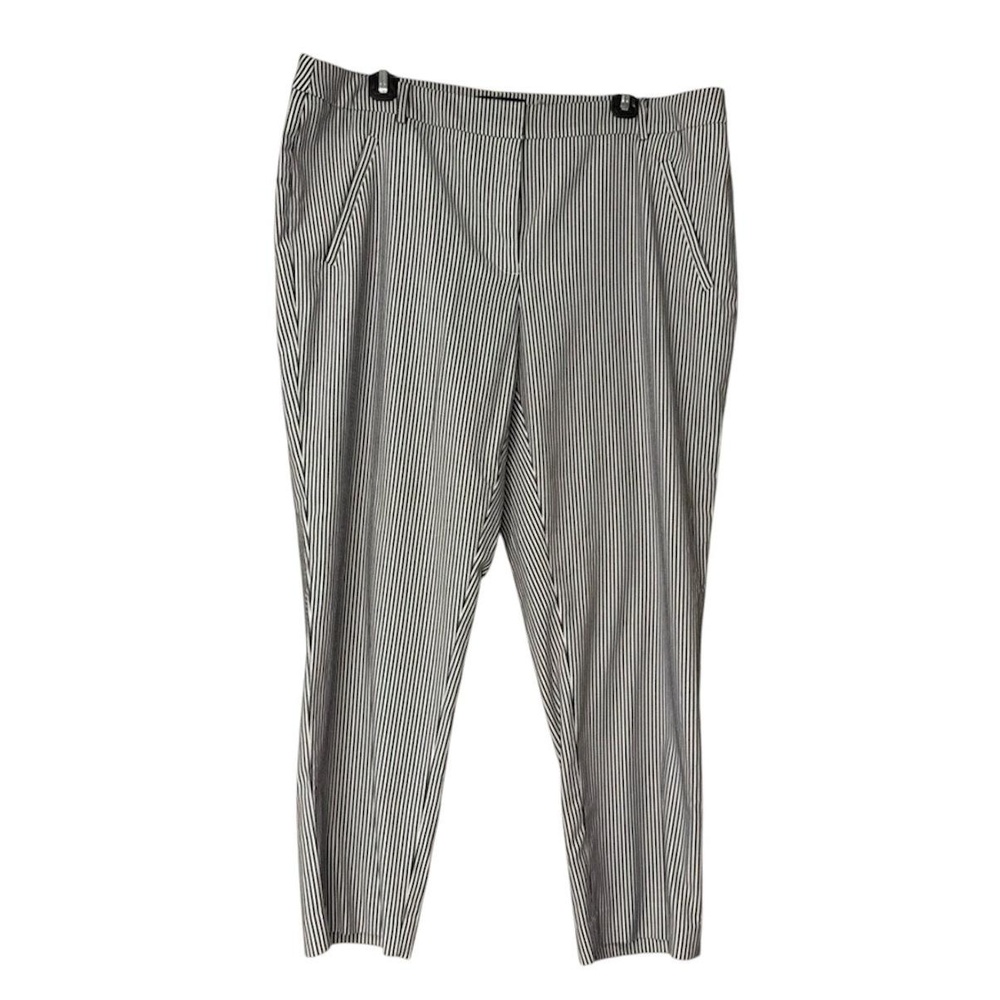 KARL LAGERFELD Womens Size 14 White Black Striped Trousers Career Chic‎